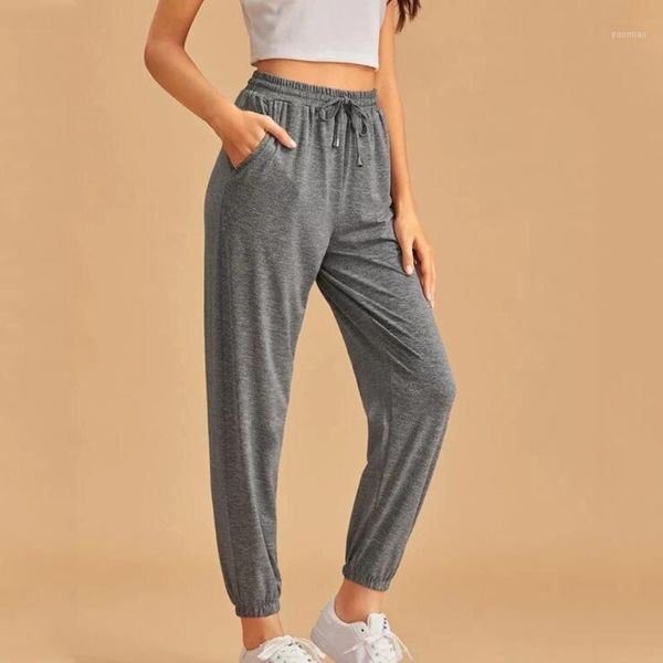 

pajamas cotton women's pants home pijama loose joggers wide leg sweatpants drawstring high waist baggy running pants femme1, Black;red