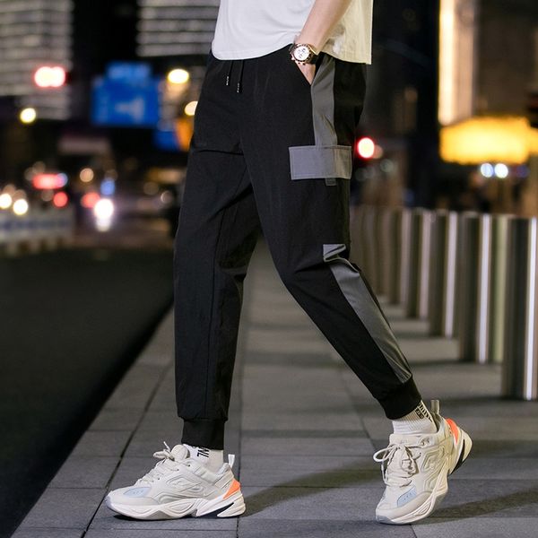 

2020 autumn new leisure sports street trend leggings simple and comfortable men's tight pants tight pantsloose jogging capris eir9b, Blue