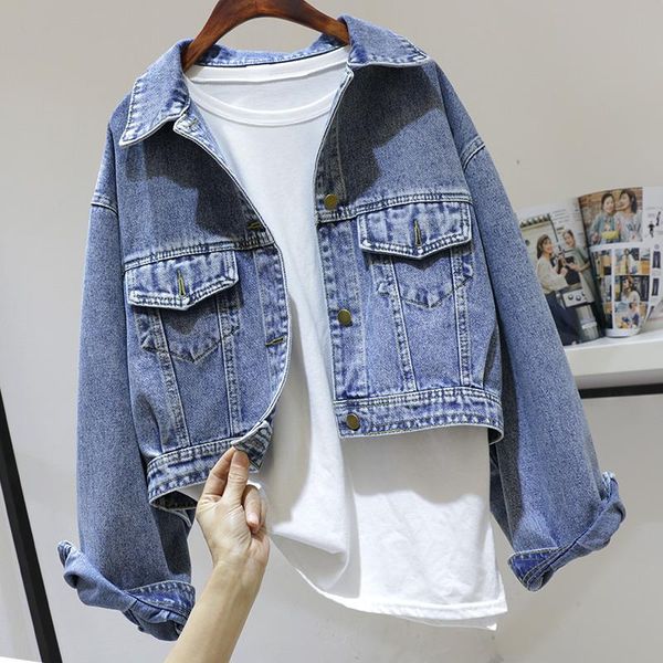 

vintage denim jackets women batwing sleeve loose fit short outerwear 2020 new spring summer, Black;brown