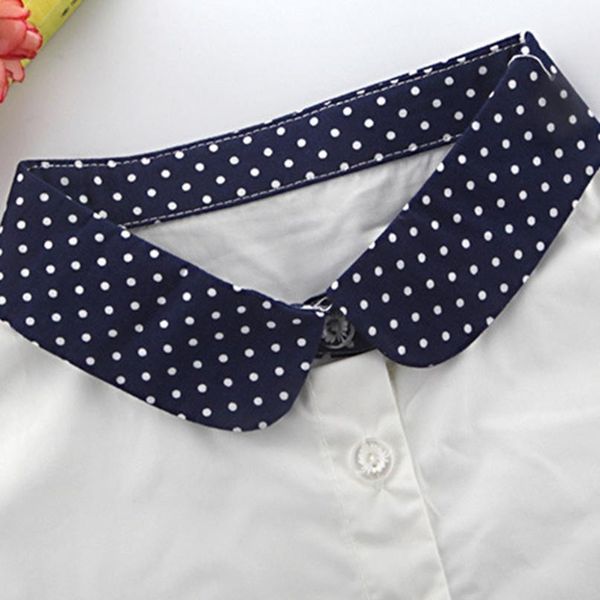 

women pure color wave point pattern lapel choker necklace shirt fake false collar qylhtk, Blue;red