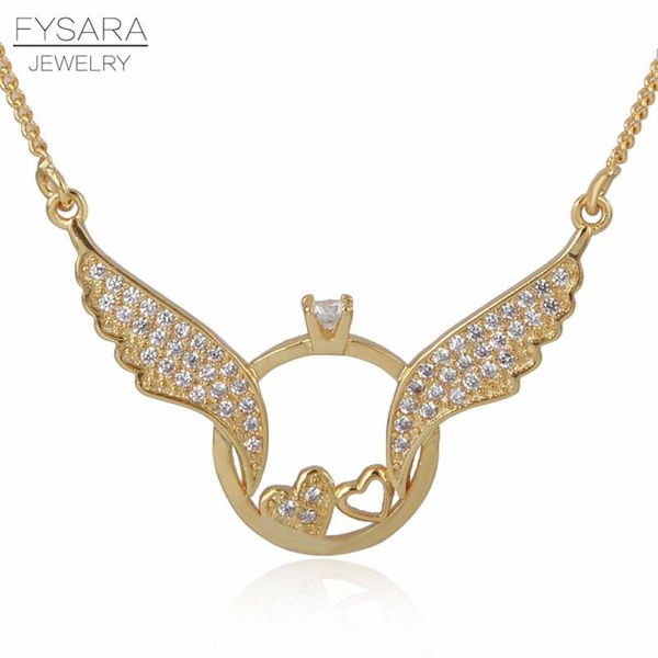 

fasara ближний восток дизайн крылья ангела подвески ожерелье для женщин cz кристаллы асфальтовая love heart короткое заявление ожерелье пара, Silver