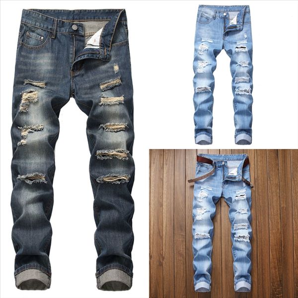 

gvhnu kuegou autumn hole harem jeans men brand hip fit ripped distress s slim male fashions streetwear for hop man pants dener jeans cargo, Black