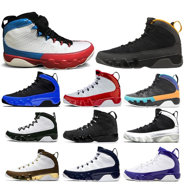 

9 9s university gold racer blue chameleon men basketball shoes gym red bred unc space jam anthracite mens trainers sneakers