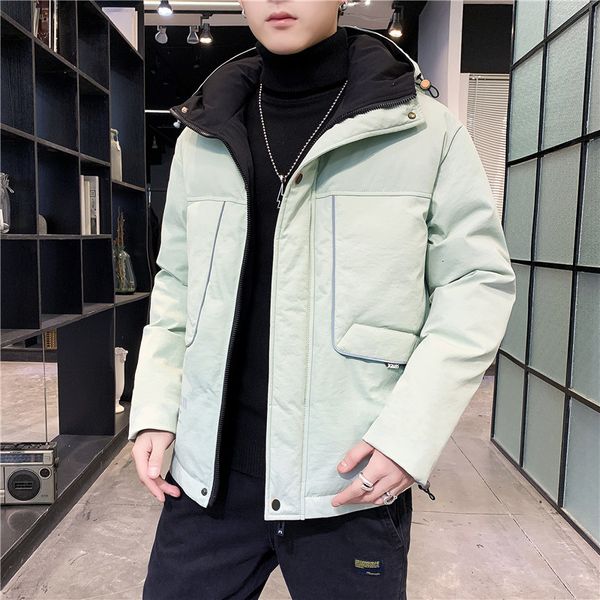 

2020 winter new leisure short printed cool warm hooded down cotton jacket, Black