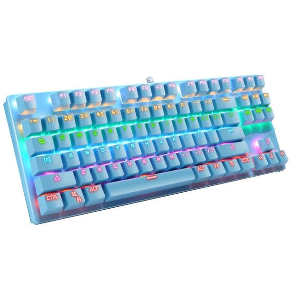 

k550 abs 87 keys usb wired blue pink rgb backlight blue switch dust-proof ergonomic design gaming mechanical keyboard