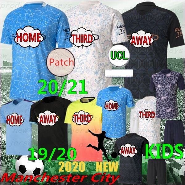 

thai 20/21 pl new soccer jersey city sterling de bruyne kun aguero football shirt g. jesus mahrez rodrigo mendy silva men kids kits, Black;yellow