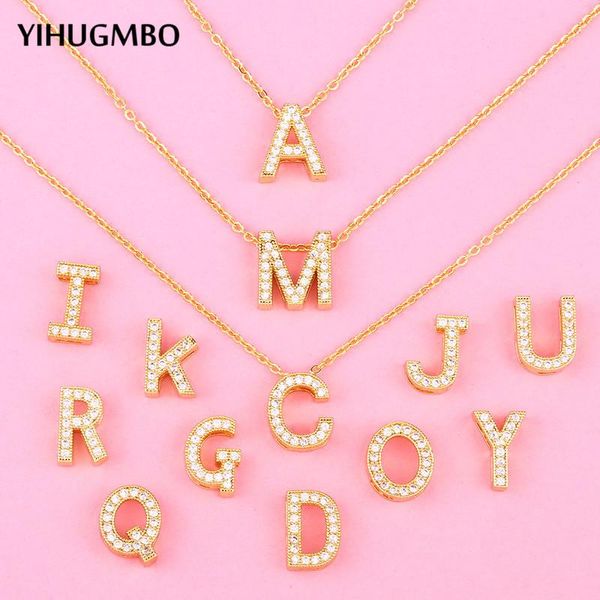 

yihugmbo блестящие золото cz ожерелье подвеска письма для женщин diy имени сбора винограда ювелирных изделий ссылка цепь заявление ожерелье, Silver