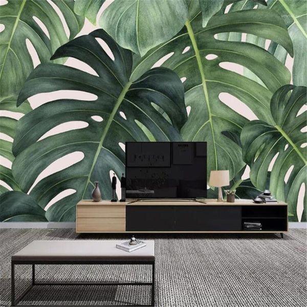 

wallpapers milofi nordic style big picture tropical leaf banana small fresh background wall1
