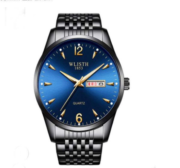 

hbp sale quartz movement 41mm full fuction blue dial men watch 316 stainless band ing, Slivery;brown