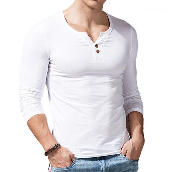 

мода тройников mens кнопки шеи экипажа тенниска с длинным рукавом фитнес весна осень одежда homme, White;black