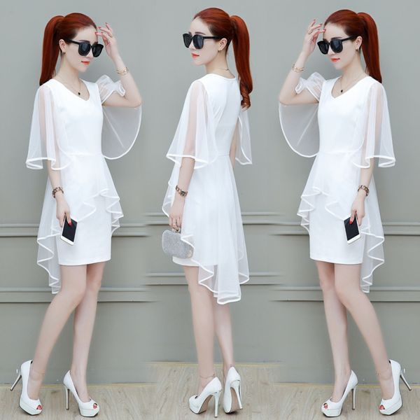 

dress women's summer 2020 new temperament medium length gentle long skirt super slim waist long skirt skirt buonj, Black;gray