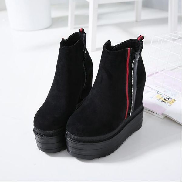 

2020 ultra high 13cm heels wedge side dwaterproof water muffin women's boots qenp, Black