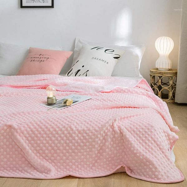 

flannel fleece throw blanket super soft travel blanket solid color bedspread plush cover warm gift for aircraft sofa use #a1