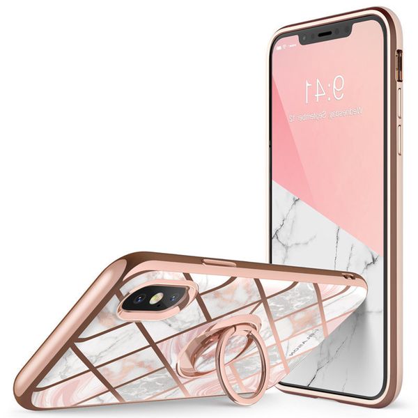 

for iphone xs max case i-blason cosmo snap slim marble cover with built-in rotatable ring holder kickstand support car mount