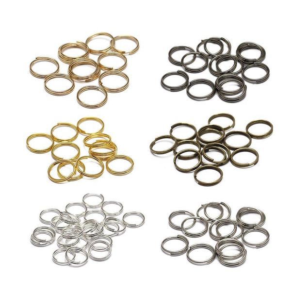 

200pcs/lot 5 6 7 8 10 12 14 mm key chains open jump rings double loops gold color split rings connec qylntc