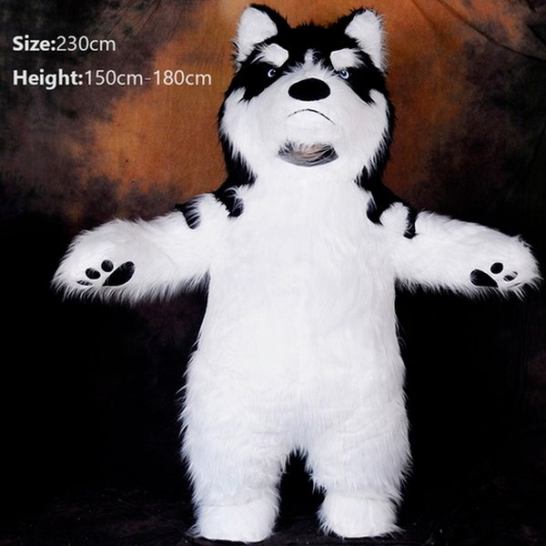 

mascot costumesinflatable fursuit halloween long fur husky dog mascot costume party suit, Red;yellow