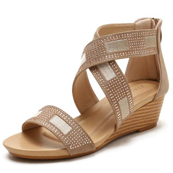 

sandals 2021 women fashion platform rhinestone women's shoes breathable ladies plus size girls summer wedges sandal q155, Black