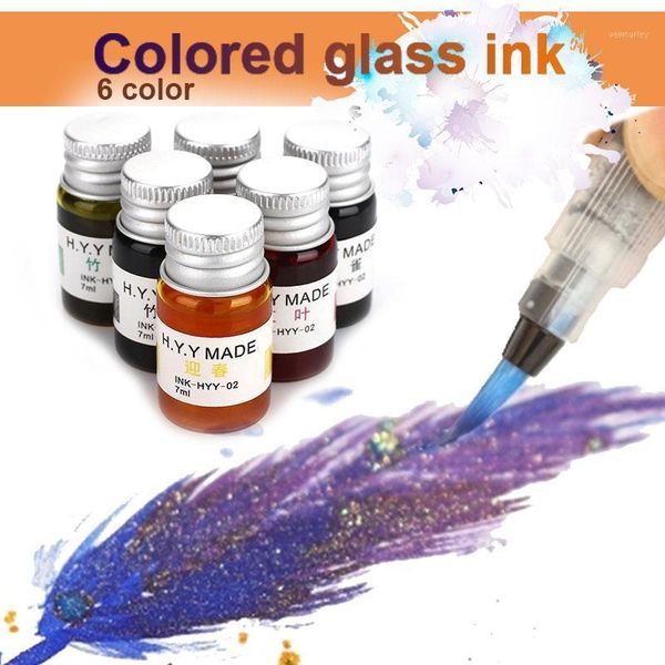 

non carbon ink glass pen ink color gold 7 ml practice graffiti desksimple office calligraphy painting enjoyment1, Black;red