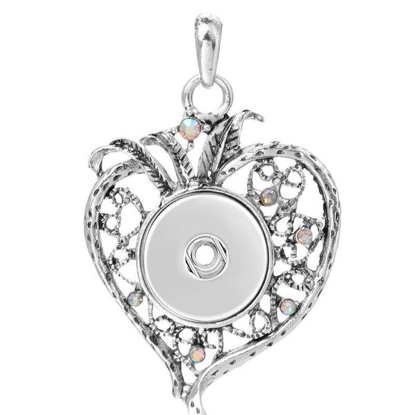 

new snap button pendant crystal white & ab color fit 18mm metal snap buttons jewelry snap pendant jllhsp, Silver