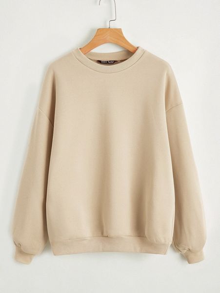 

drop shoulder solid pullover w1i0#, White;black