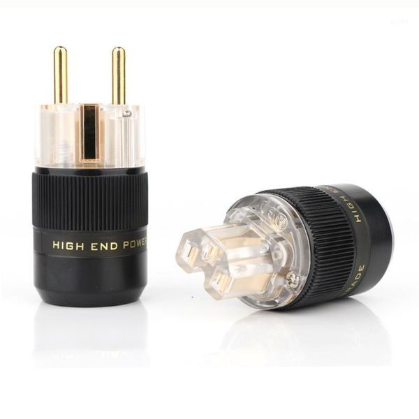 

one pair p078te+c078te 24k gold plated eu european schuko power connector iec plug1