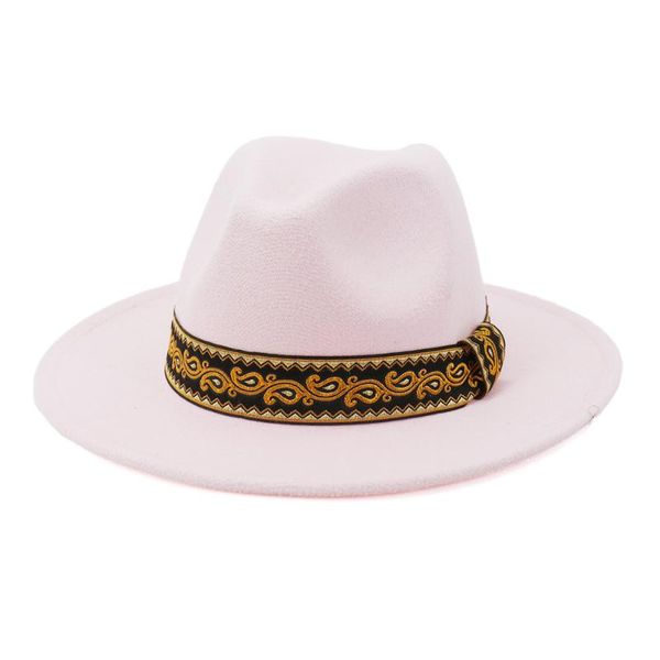 

new autumn winter womens felt hat fedoras big brim hats for women british style vintage hats lady flat brim hf162, Blue;gray