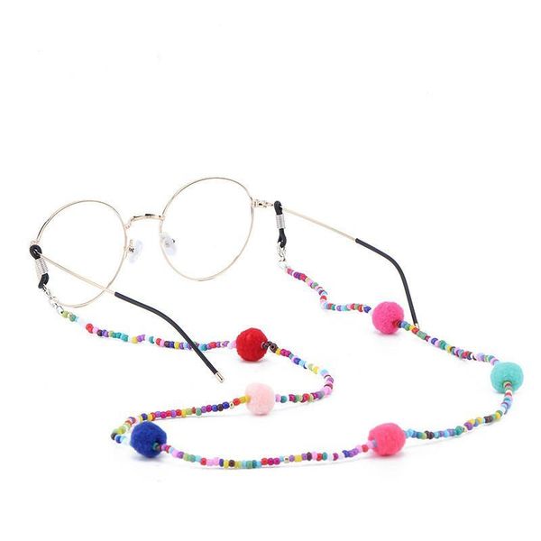 

2020 chic pompon ball charm sunglasses chain reading glasses rope cute colorful rice beads glasses holder accessories h jllfim