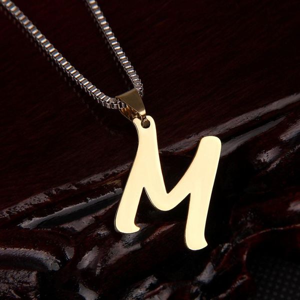 

new minimalist gold color 26 initial name a-z letter necklaces for women long chain big letter pendant necklace jewelry bijoux, Silver
