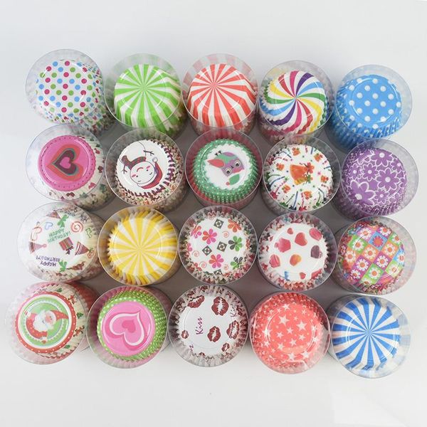 

100шт cupcake свадебного дня рождения чашки для души бумаги десертных случаи украшения для вечеринок muffin ручной работы младенца xmas tray