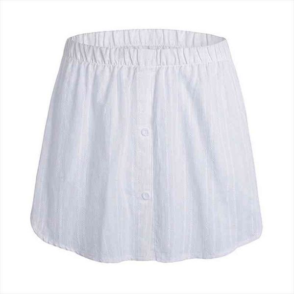 

women white striped half false hem layering fake lower sweep skirt extender, Black
