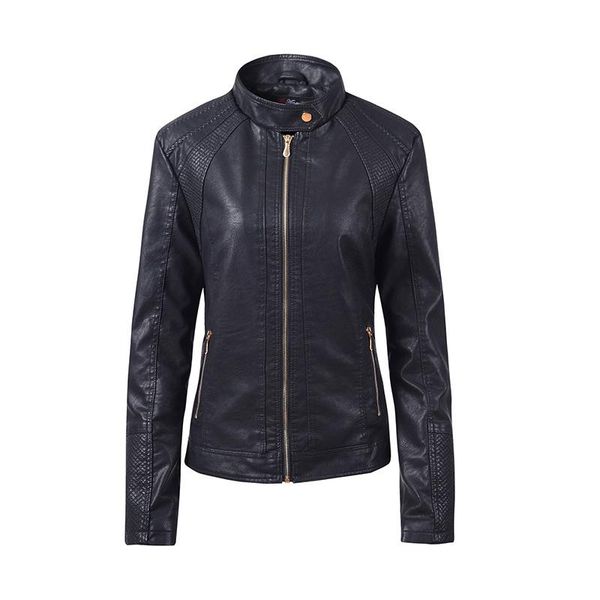 

women's jackets womens spring coats fashion long sleeve zipper ladies pu leather jacket motorcycle female short overcoat, Black;brown