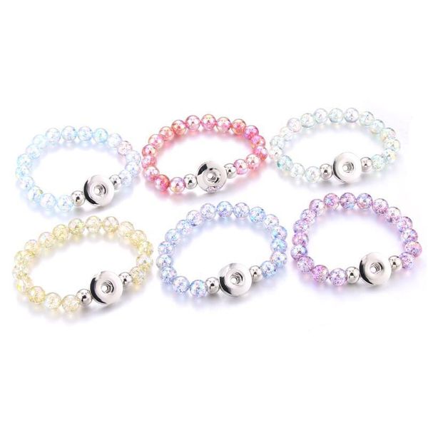 

2019 new 18mm snap button bracelet handmade imitation pearl beads snap bracelet adjustable elastic diy charm b bbywgb, Golden;silver
