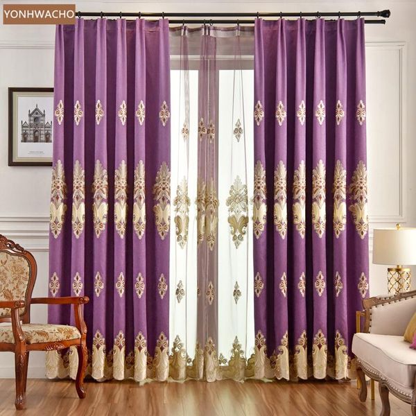

curtain & drapes custom thick chenille 3d embroidered bedroom gold silk embroidery red cloth blackout tulle panel c448