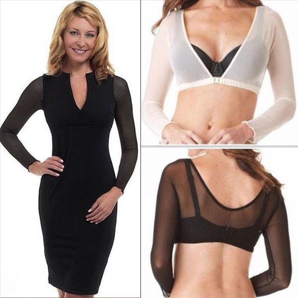 

women seamless thinner slimmer amazing arms shaper ladies chiffon lightweight wrap armwear short t shirts, White