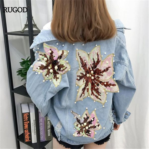 

rugod vinatge denim jeans coats turn-down collar floral embroidery single breasted long sleeve jackets woman coats winter 20201, Black;brown