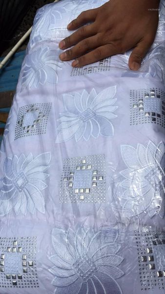 

ribbon white color lurex emboridered swiss dry lace african cotton fabric with stones 5 yards/lot. sf7001, Pink;blue