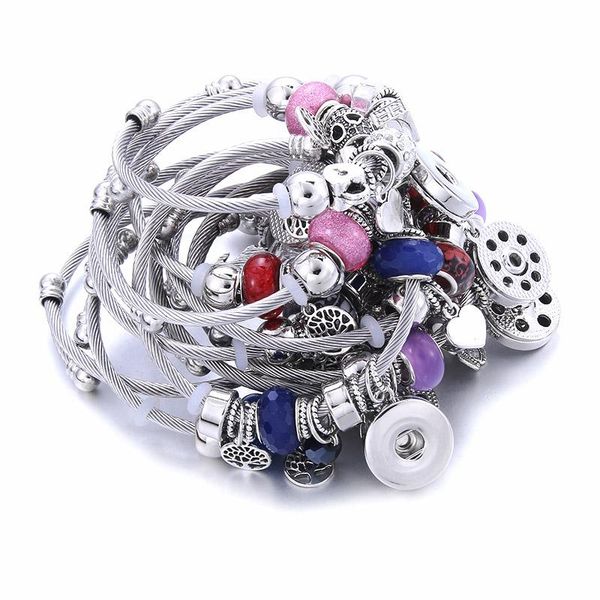 

10pcs/lot 18mm snap bracelet multilayer leather bracelet bangles wristband bracelet snap button jewelry fit 18mm snap buttons q sqcfoo, Golden;silver