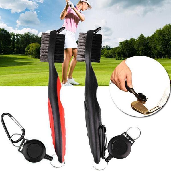 

golfer putter ball cleaner golf club brush groove cleaner with retractable zip-line and steel carabiner cleaning tool kit1