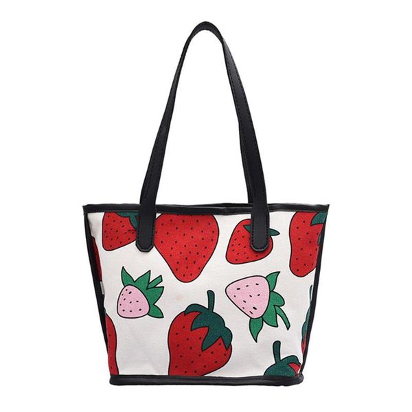 

women girls canvas strawberry printing handbag shoulder bag purse tote satchel