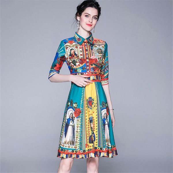 

quality fashion designer runway dress 2021 summer women's short sleeve elegant floral print bow casual dress plaid, Black;gray