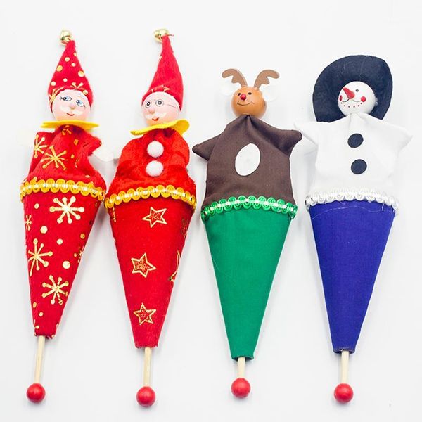 

christmas decorations merry ornament cartoon santa snowman claus cloth+wood doll year gift for kids1