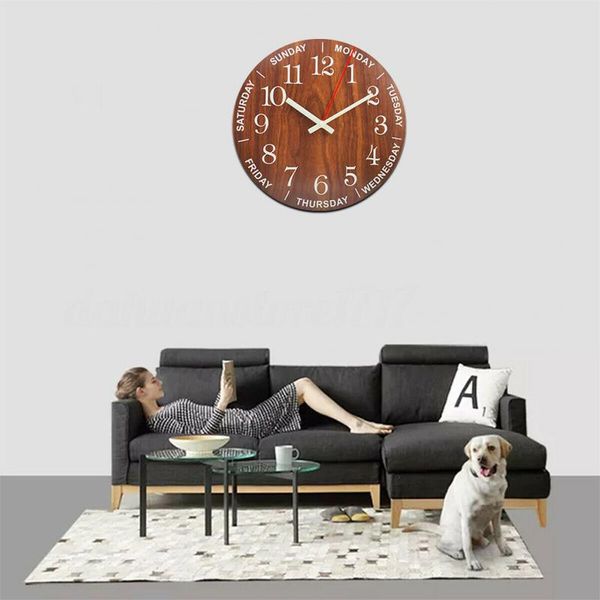 

585yh weekdays home decor modern design wall clock wooden ornaments night light