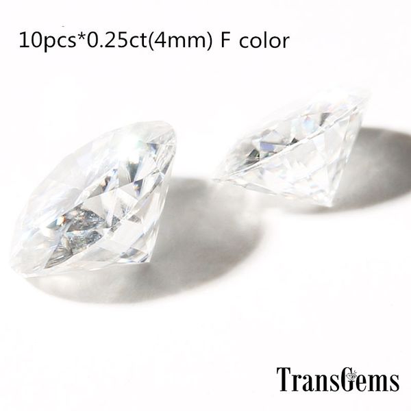 

transgems 10pcs 4 mm 0.25 ct f color white moissanite loose gem stones round brilliant cut near colorless f y200620, Black