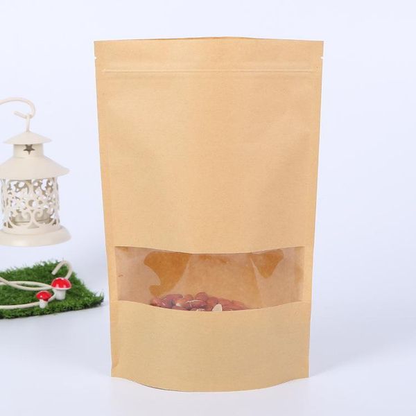 

100pcs brown gift kraft paper bag zip lock food snack tea bag packing retail craft paper bag food h bbypnf