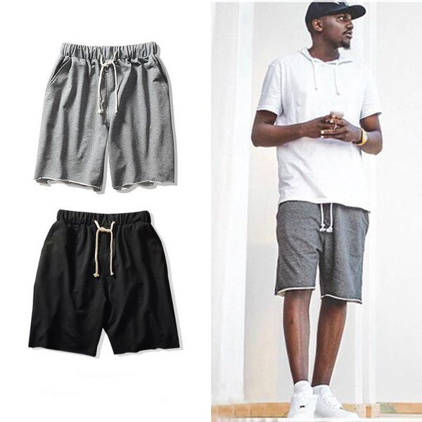 

european and american men's shorts straight casual sports pants summer new tide brand loose solid color elastic knee length1, White;black
