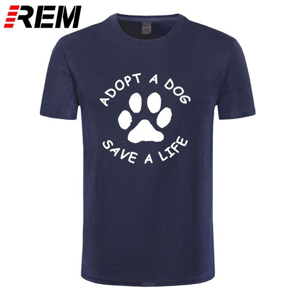 

sport rem men's clothing brand adopt a dog paw save a life letters animal print t shirt men oversized casual cotton o-neck tees