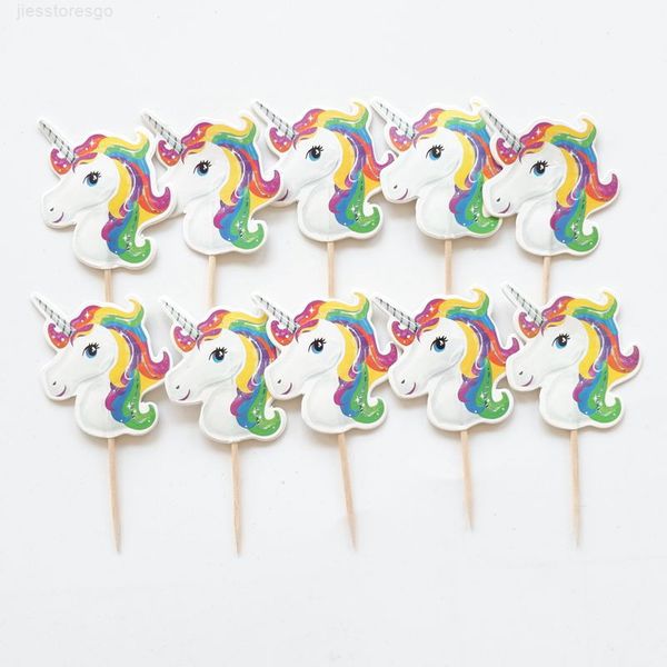 

24pcs cartoon unicorn cupcake er happy birthday baby shower children party decor kids cake decoration supplies