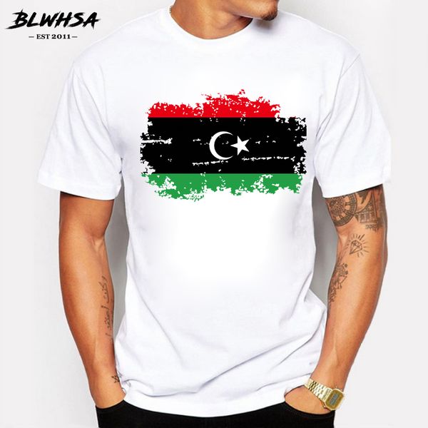 

blwhsa libya national flag printed fashion short sleeve summer design nostalgic style libya flag tees hooded sweatshirt hoodie men t shirt