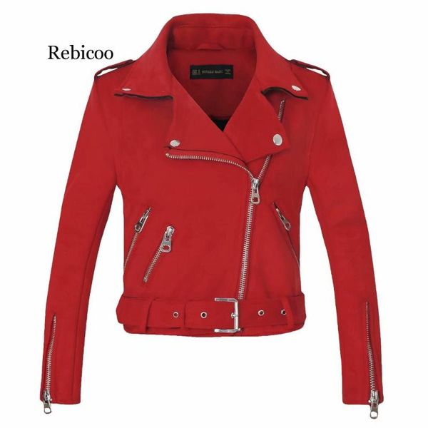 

women's jackets 2021 arrial women autumn winter suede faux leather lady fashion matte motorcycle coat biker gray beige outwear, Black;brown