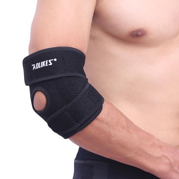 

aolikes adjustable tennis elbow support pads with spring supporting codera protector sports safety for ciclismo gym, Black;gray